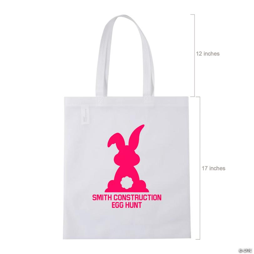 15" x 17" Personalized Large Nonwoven Bright Bunny Easter Tote Bags - 48 Pc.