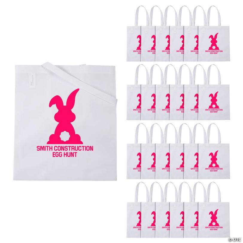 15" x 17" Personalized Large Nonwoven Bright Bunny Easter Tote Bags - 48 Pc.