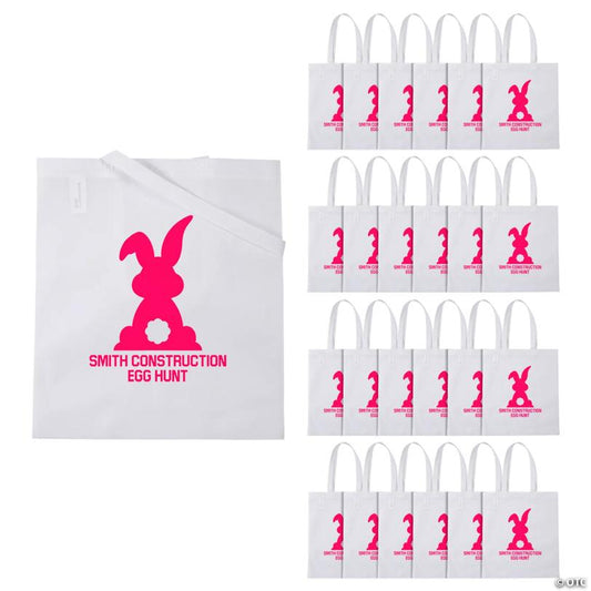 15" x 17" Personalized Large Nonwoven Bright Bunny Easter Tote Bags - 48 Pc.