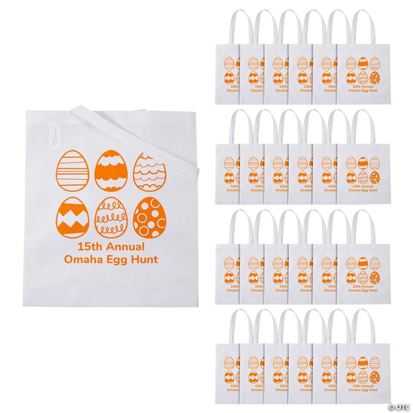 15" x 17" Personalized Large Nonwoven Easter Egg Hunt Tote Bags - 48 Pc.
