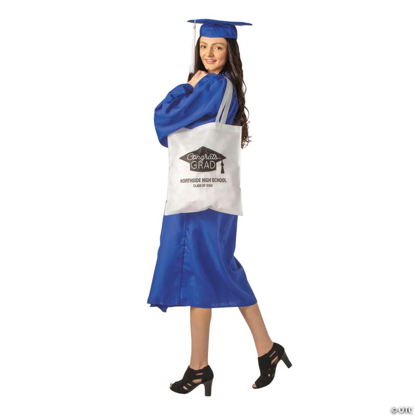 15" x 17" Personalized Large Nonwoven Graduation Congrats Grad Tote Bags - 48 Pc.