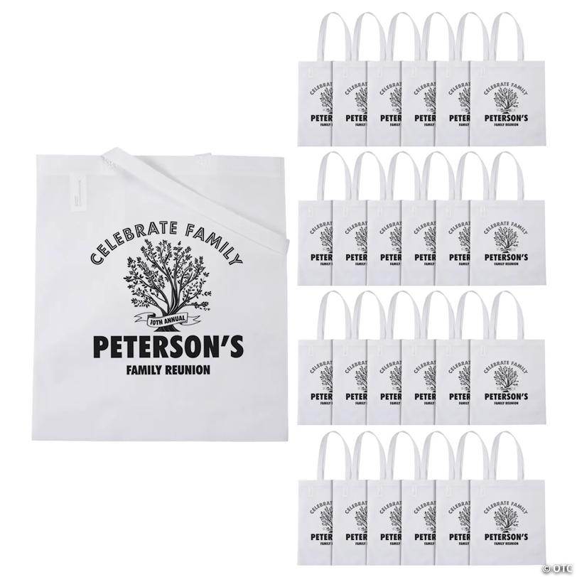 15" x 17" Personalized Large White Family Tree Nonwoven Tote Bags - 48 Pc.