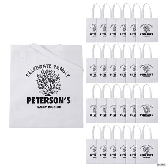 15" x 17" Personalized Large White Family Tree Nonwoven Tote Bags - 48 Pc.