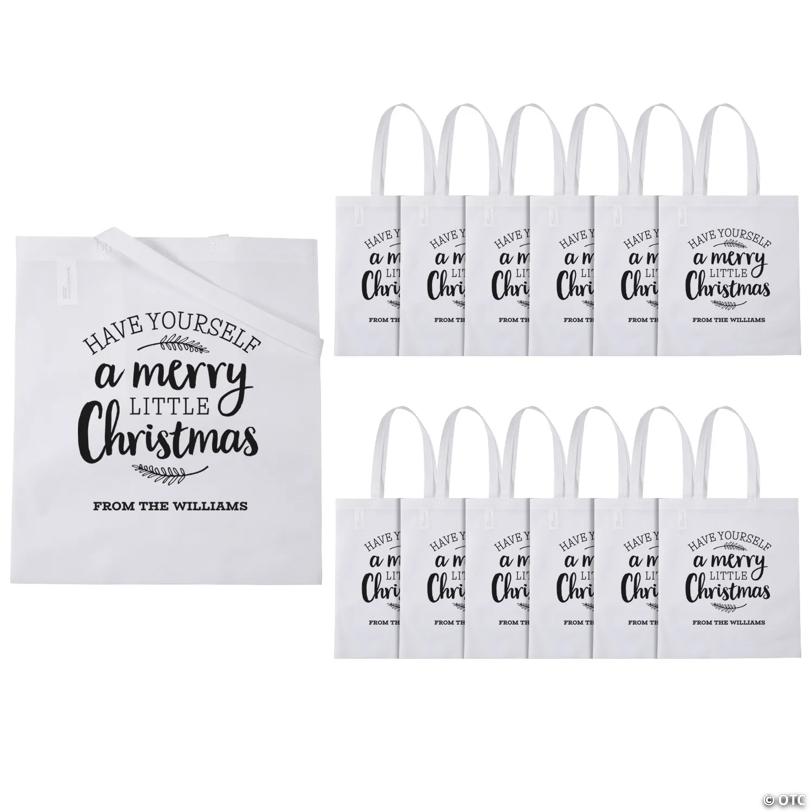 15" x 17" Personalized Large Winter Print Tote Bags - 48 Pc.