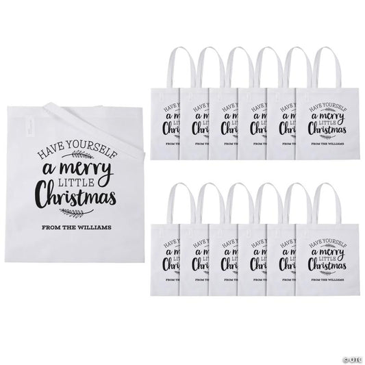 15" x 17" Personalized Large Winter Print Tote Bags - 48 Pc.