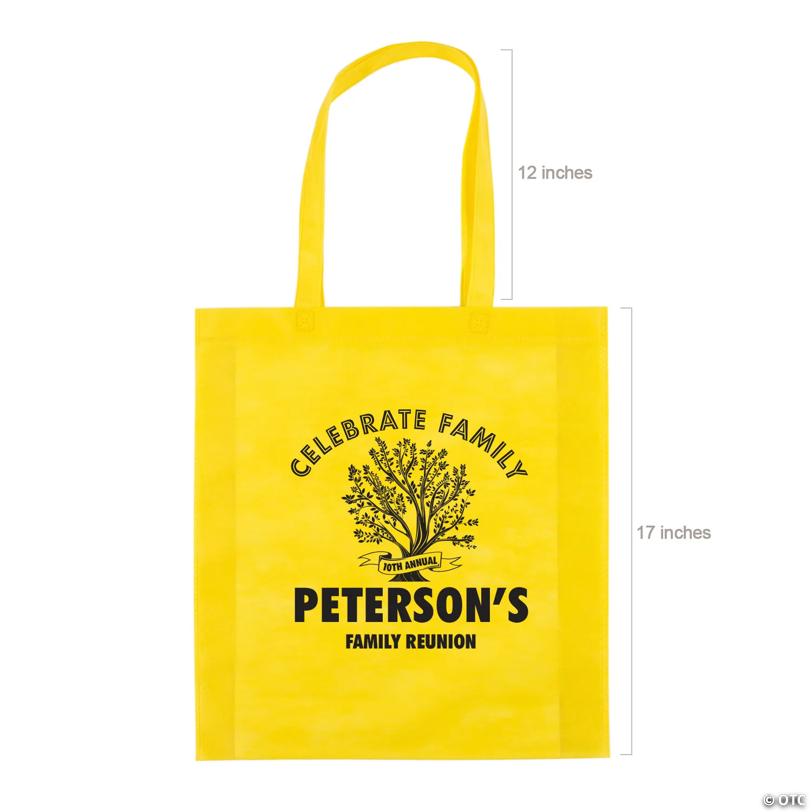 15" x 17" Personalized Large Yellow Family Tree Nonwoven Tote Bags - 48 Pc.