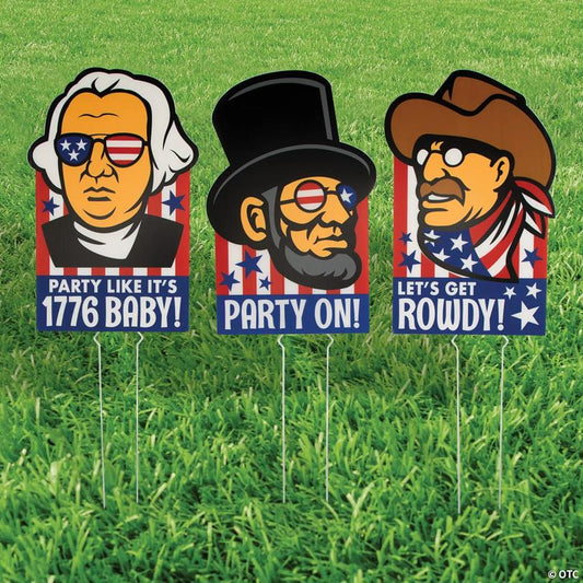15" x 23" President Icons Outdoor Yard Sign Set - 3 Pc.