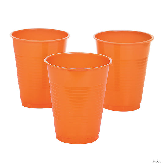 16 oz. Orange Disposable Plastic Cups - 20 Ct.
