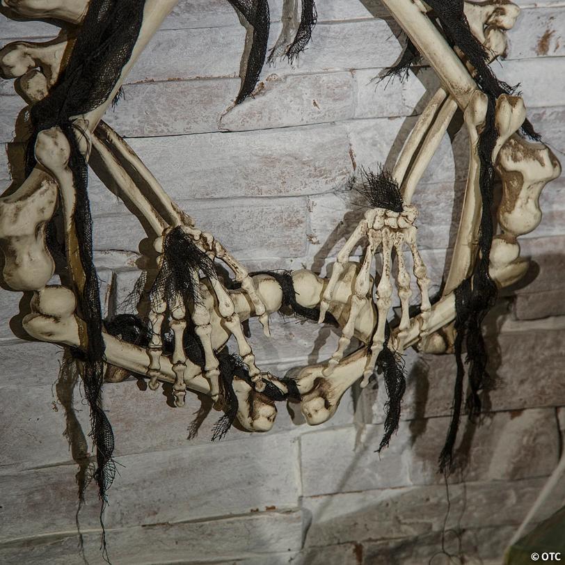 16.5" Lightup Skeleton Halloween Wreath