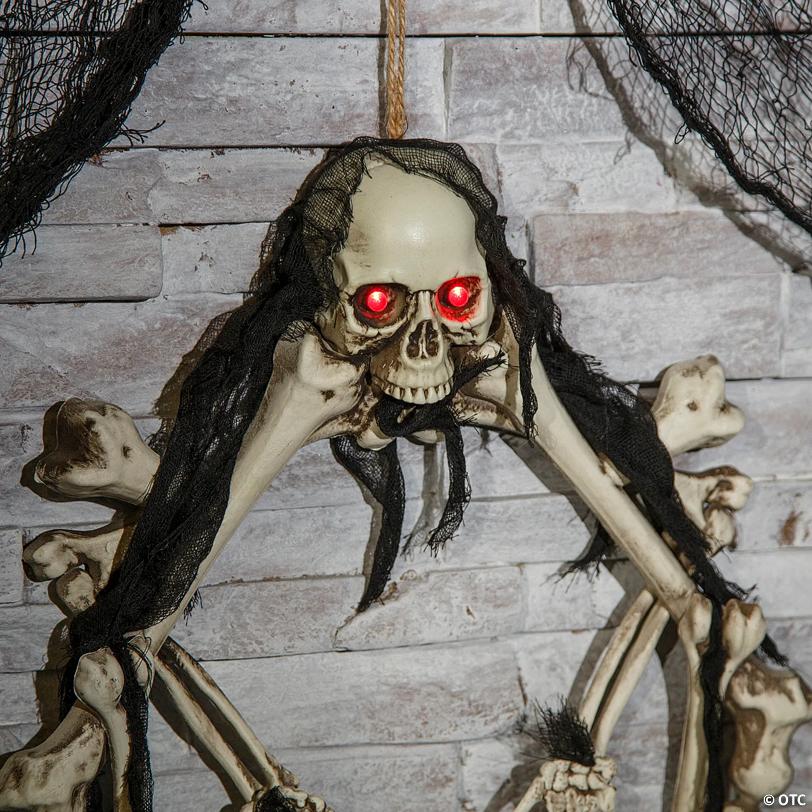 16.5" Lightup Skeleton Halloween Wreath