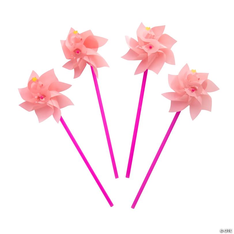 16 1/2" Pink Flamingo Party Plastic Pinwheels – 36 Pc.