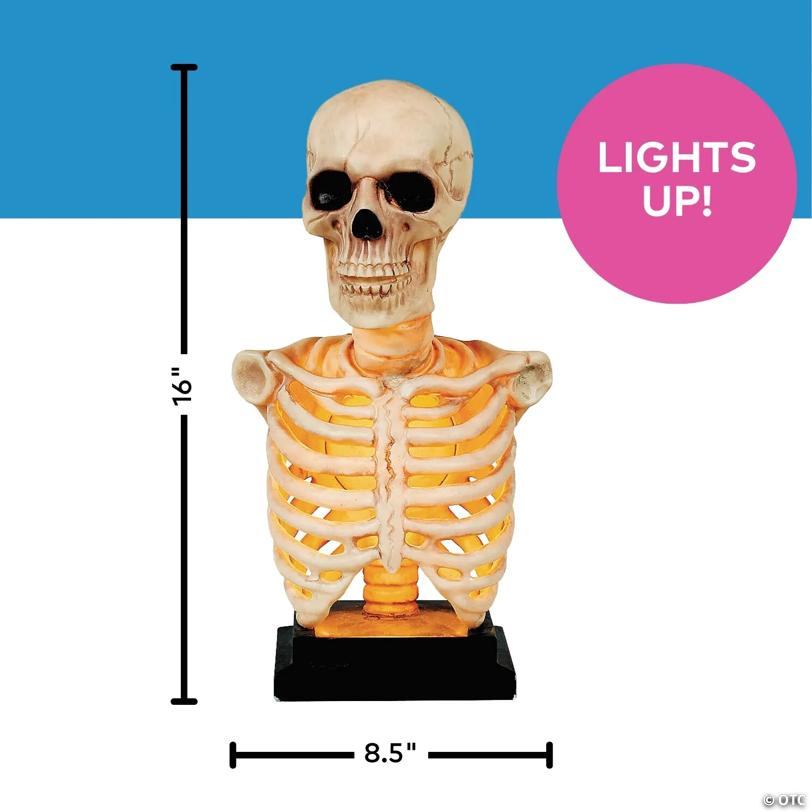 16" Skeleton Bust on Stand Plastic Halloween Tabletop Decoration
