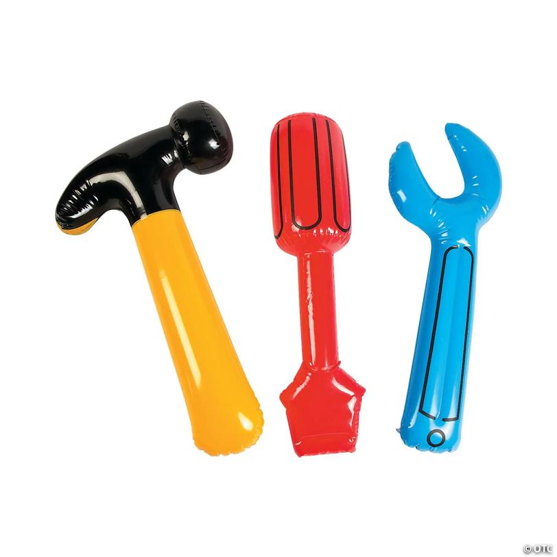 16" - 24 1/2" Bright Color Inflatable Toy Tools Set - 3 Pc.