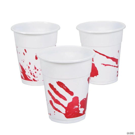 16 oz. Bulk 50 Ct. Bloody Handprint Halloween Disposable Plastic Tumblers