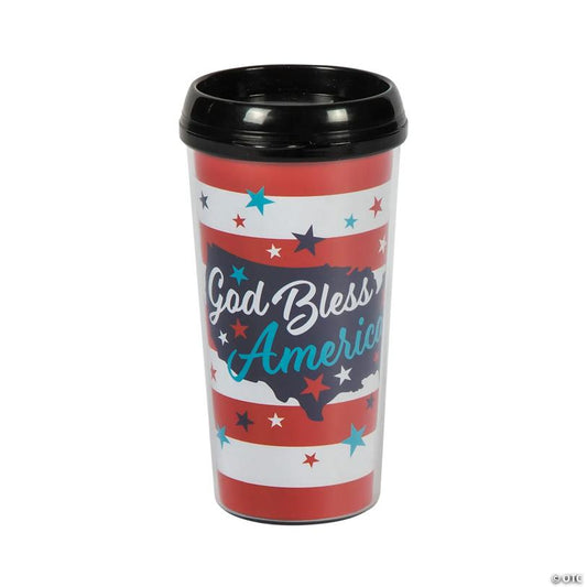 16 oz. God Bless America Reusable Acrylic Travel Mug