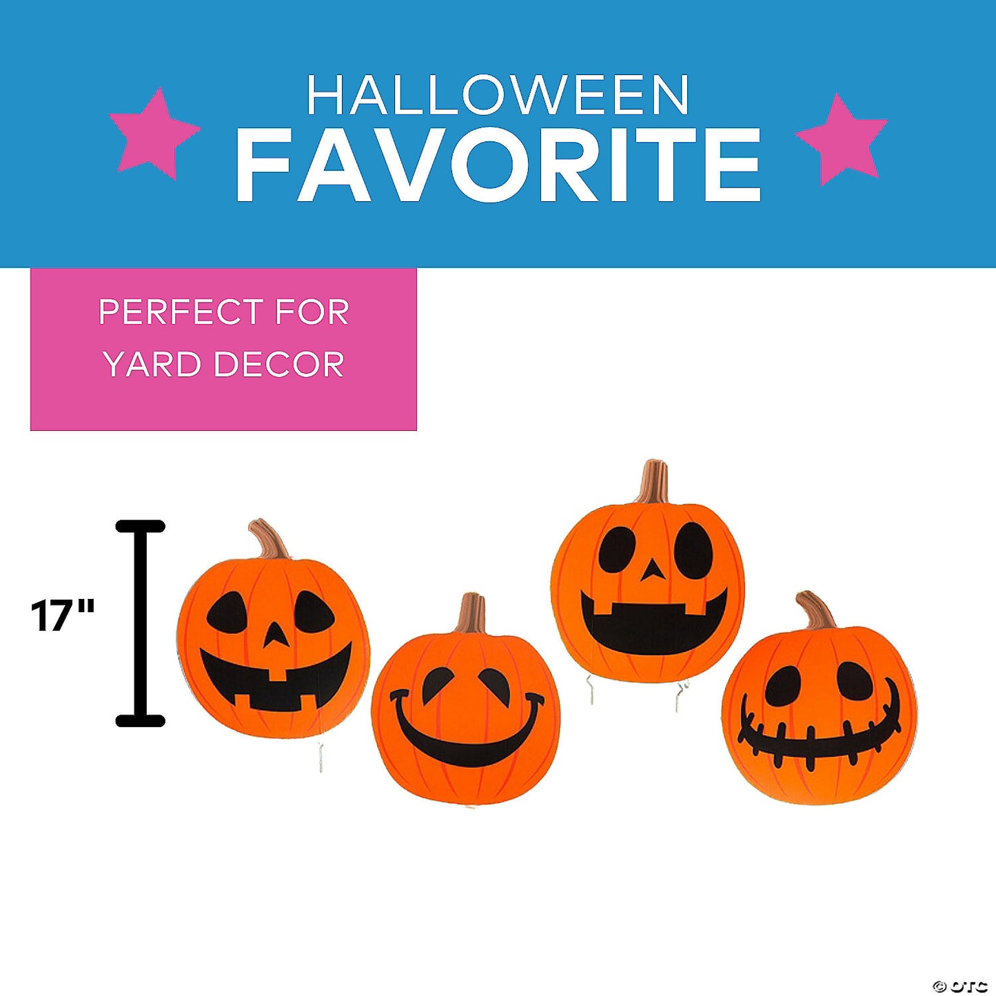 17" x 20" Halloween Jack-O’-Lantern Plastic Yard Signs - 4 Pc. | USA Decoration®