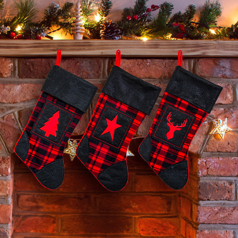17.5" Buffalo Plaid Christmas Stockings