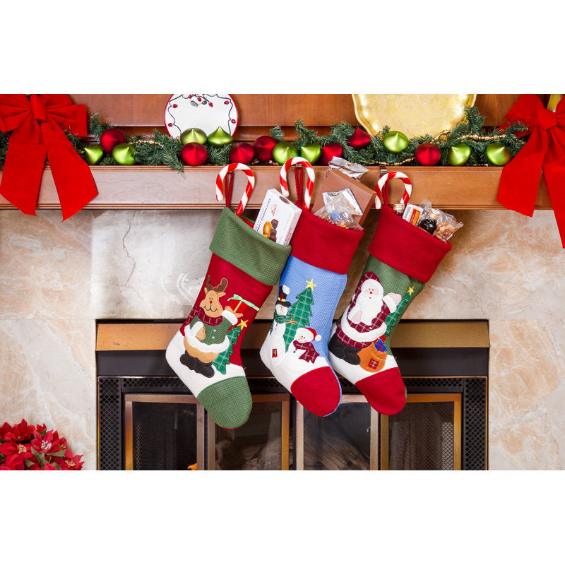 17.5" Embroidered Christmas Stocking Set