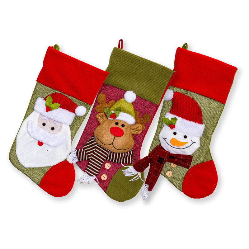 17.5" Jute Christmas Stockings, Set of 3