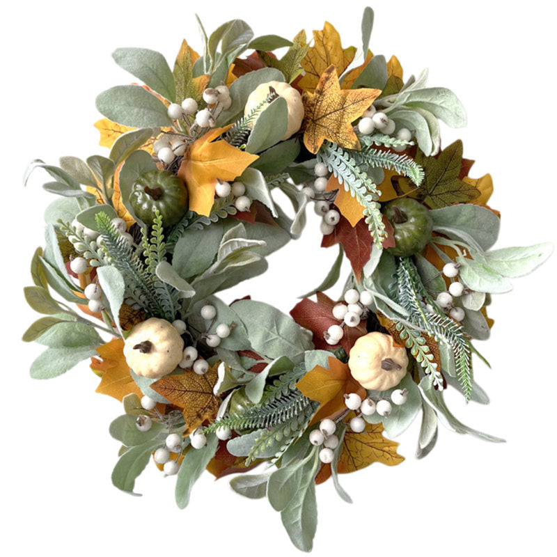 17.7" white fall wreath with berries