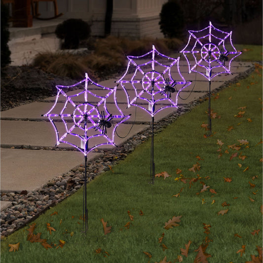 Member's Mark Pre-Lit Spiderweb Lawn Stakes, Set of 3 | USA Decoration®