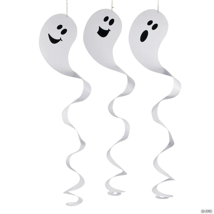 17" Giant Ghost Hanging Paper Swirl Halloween Decorations - 12 Pc.