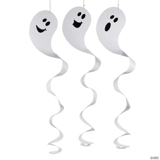 17" Giant Ghost Hanging Paper Swirl Halloween Decorations - 12 Pc.