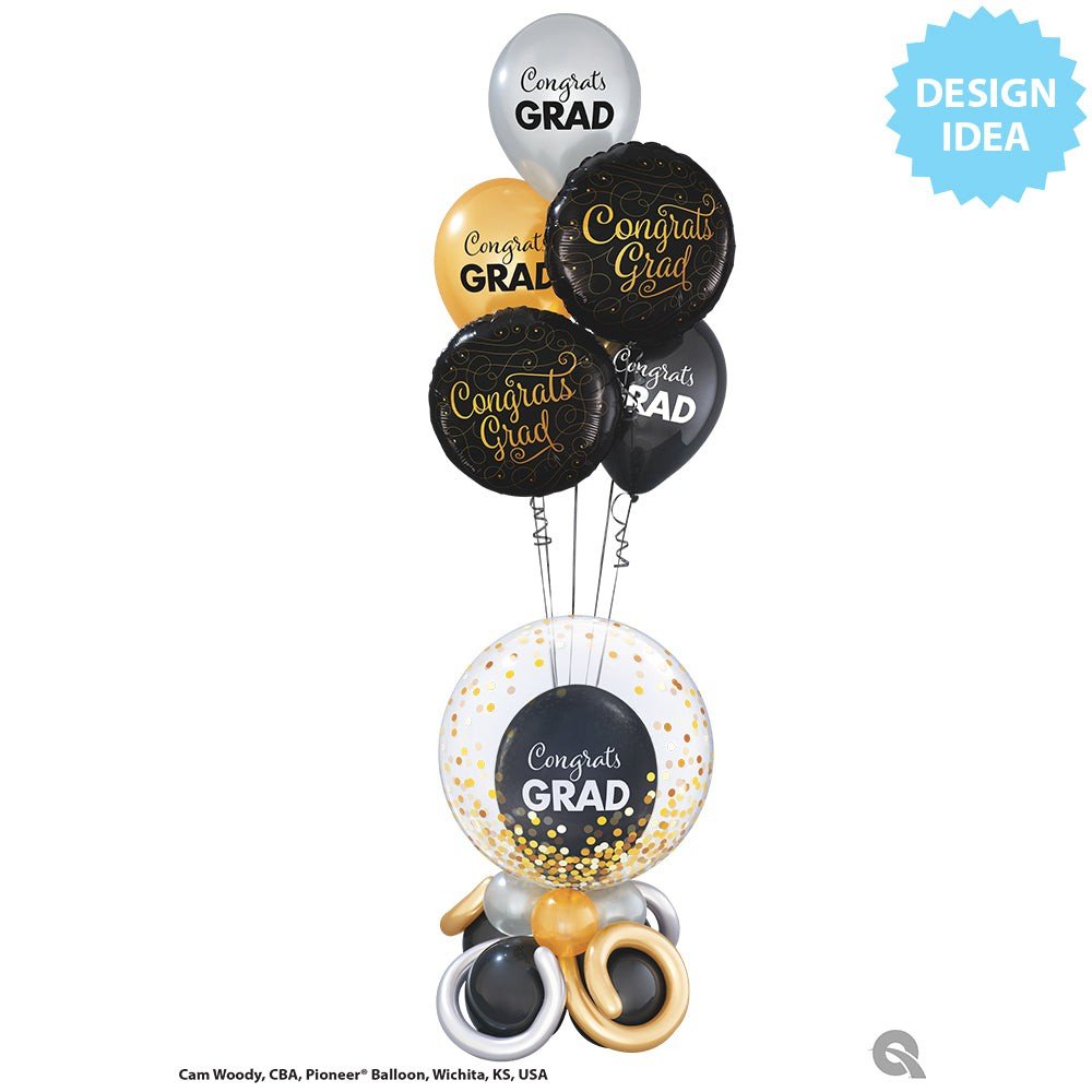 Graduation Foil Balloon 18 Inch Congrats Grad Gold Doodles