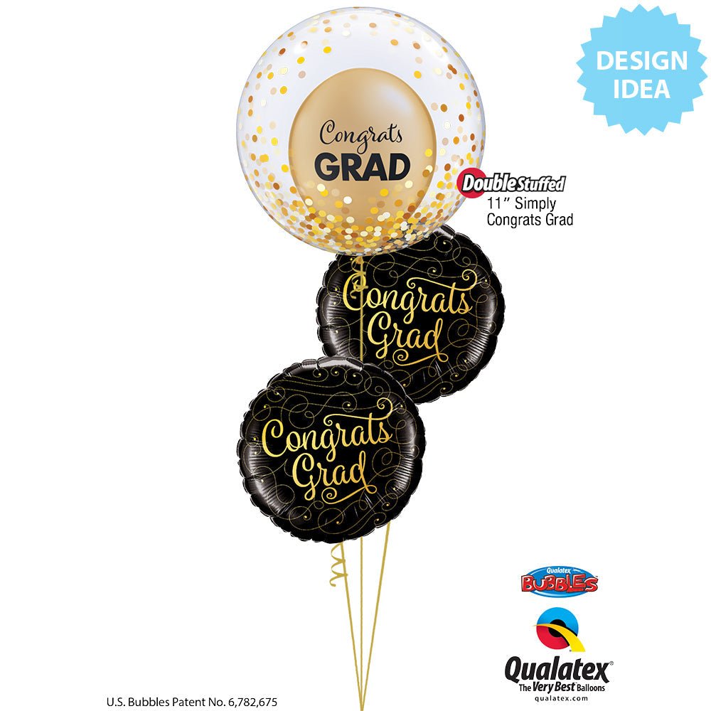 Graduation Foil Balloon 18 Inch Congrats Grad Gold Doodles
