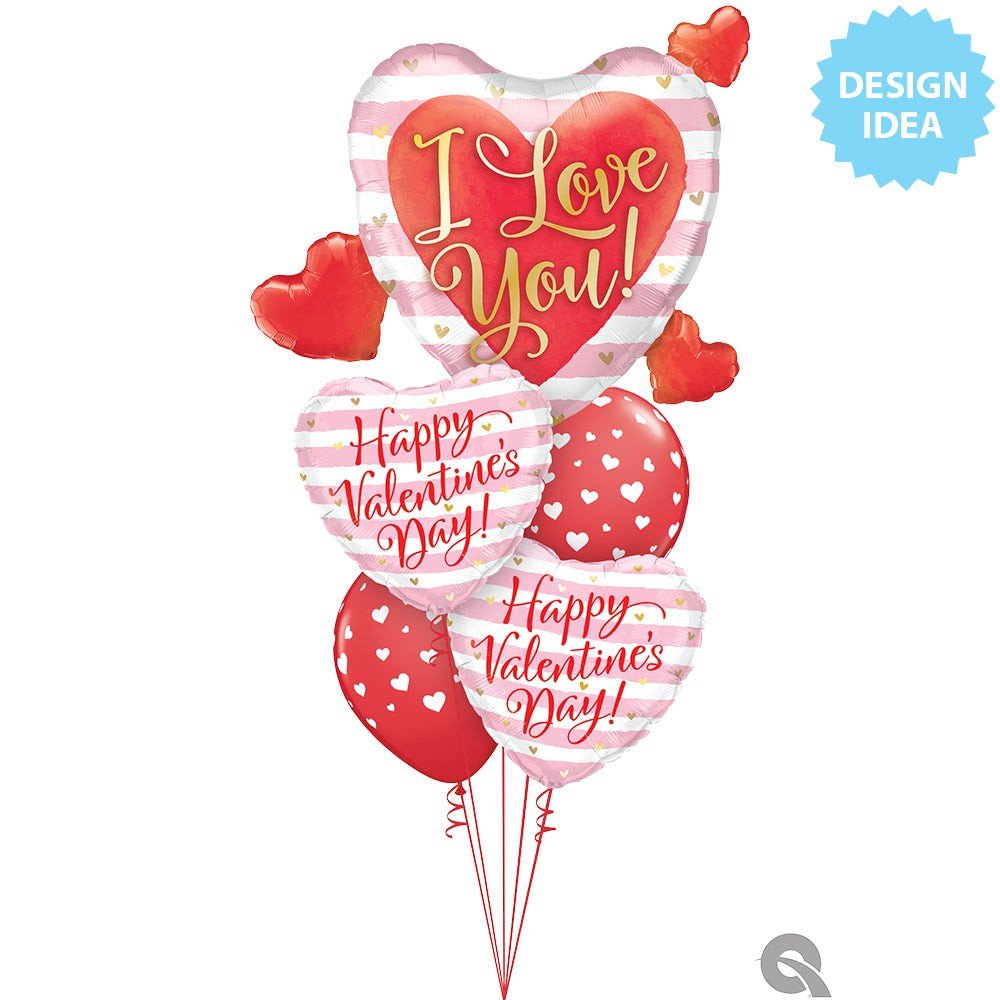 Foil Balloon Valentine's Pink Stripes 18 Inch