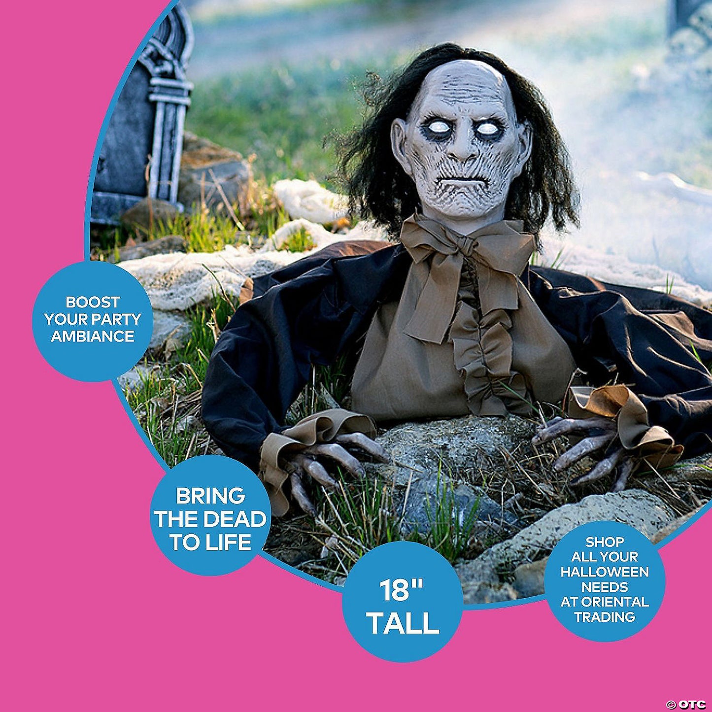 18" Zombie Groundbreaker Plastic Animated Prop Outdoor Halloween Decoration | USA Decoration®