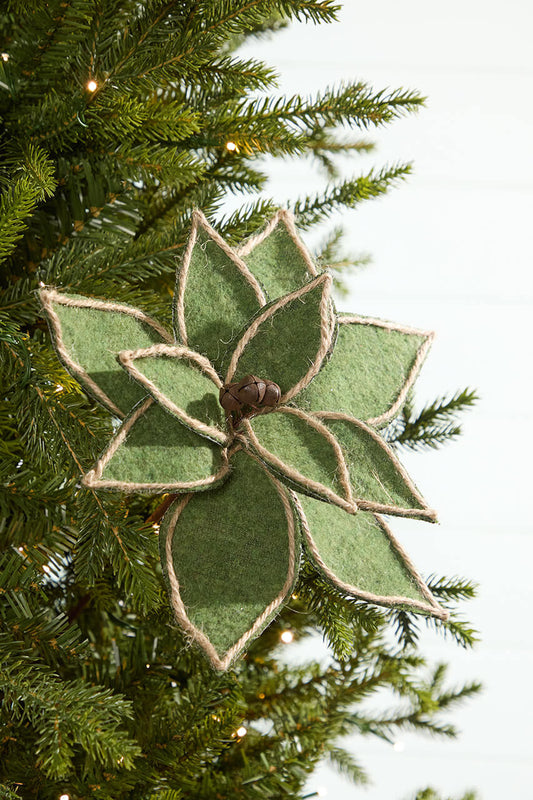 19" x 12" Natural Green Poinsettia Pick Artificial Christmas Floral Stem