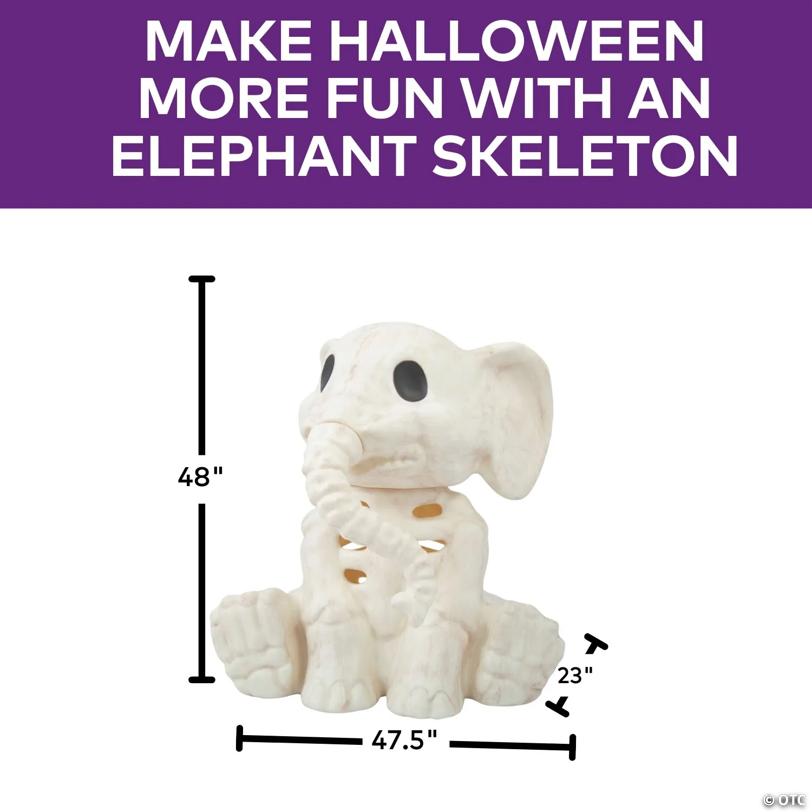 18 1/2" Sitting Elephant Skeleton Halloween Decoration