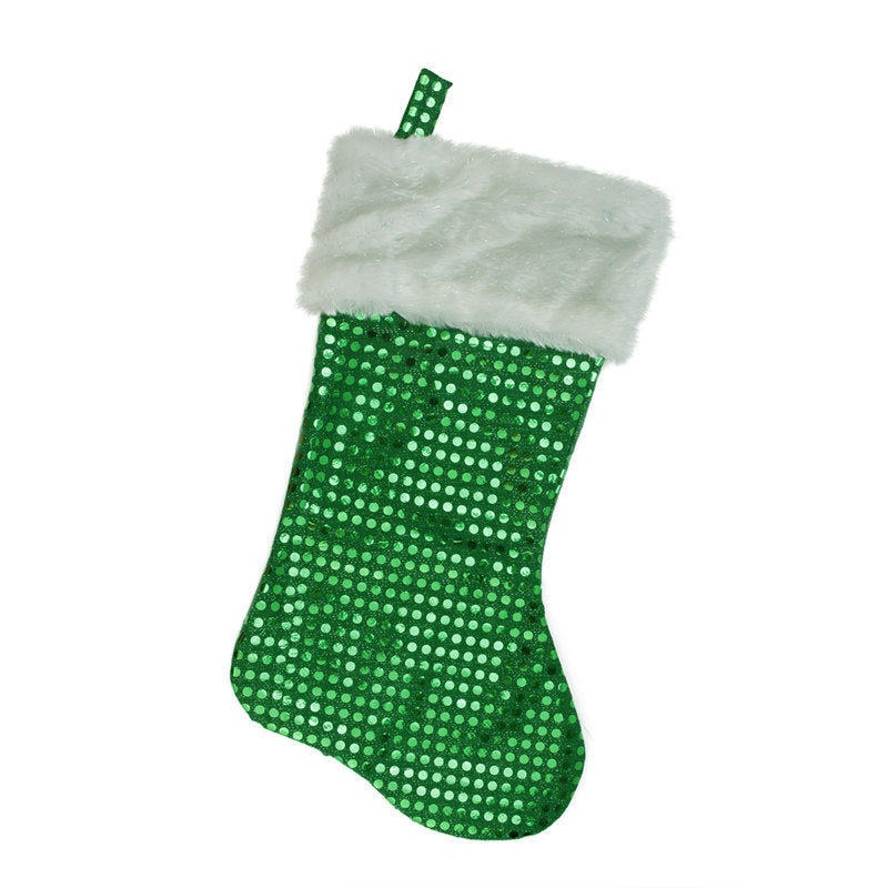 18" Cuffed Disco Sequined Christmas Stocking
