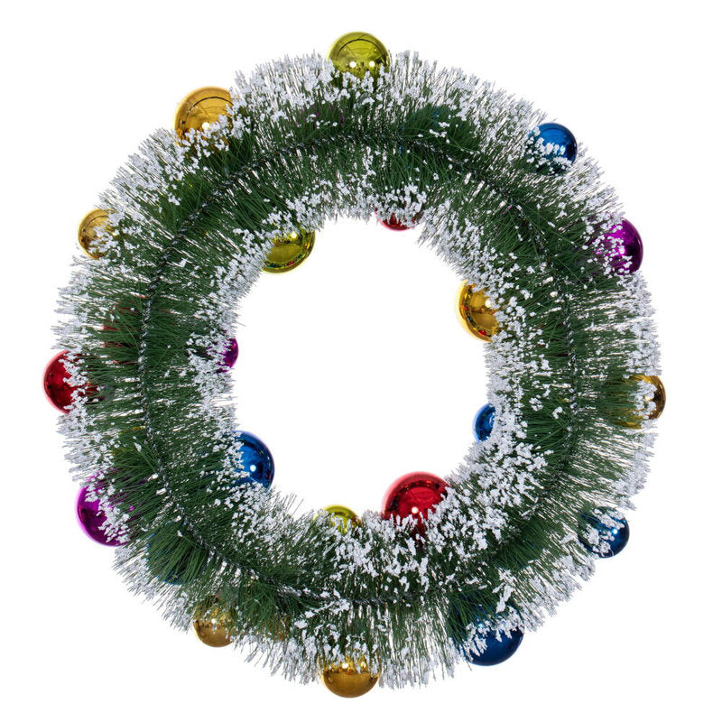 22" Artificial Berry Christmas Wreath hung on a wooden door