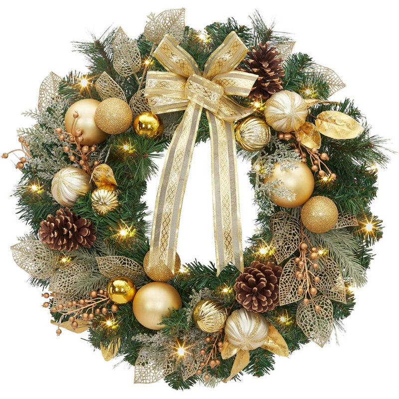 24" Pre-Lit Christmas Wreath as a festive door display