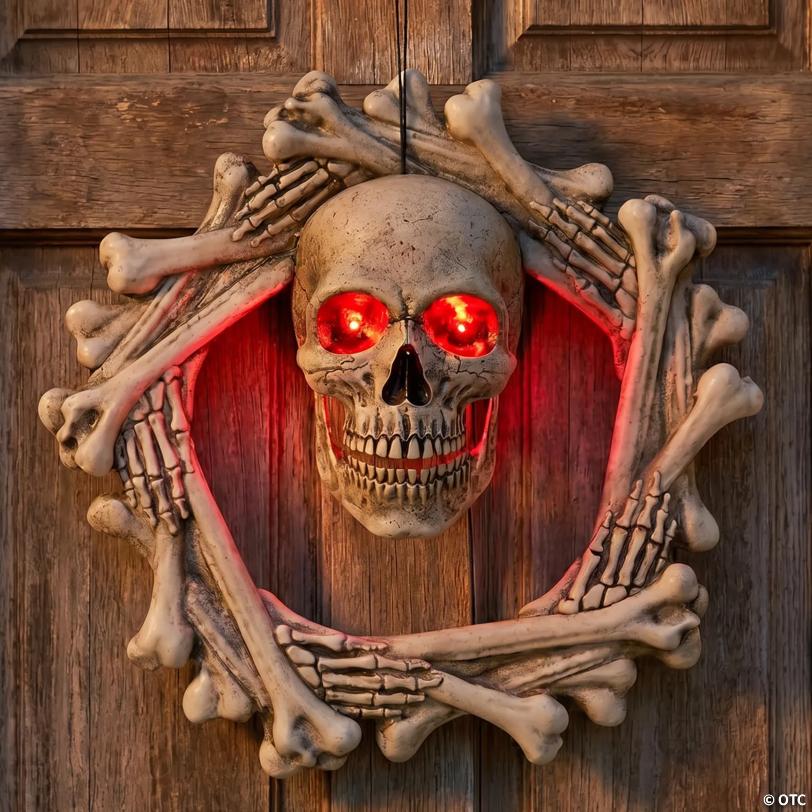 18" Bone Wreath Animated Halloween Décor