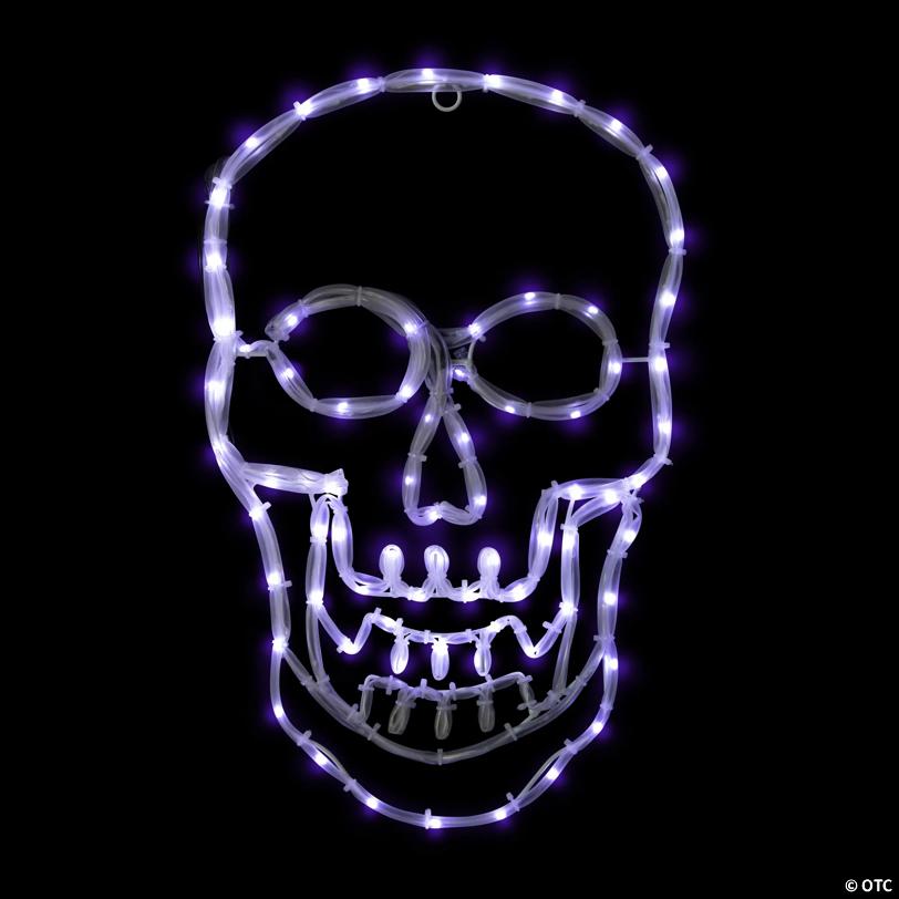 18" White Skull 4 Function LED Lighted Halloween Window Silhouette
