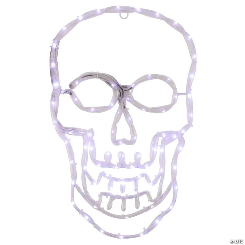 18" White Skull 4 Function LED Lighted Halloween Window Silhouette