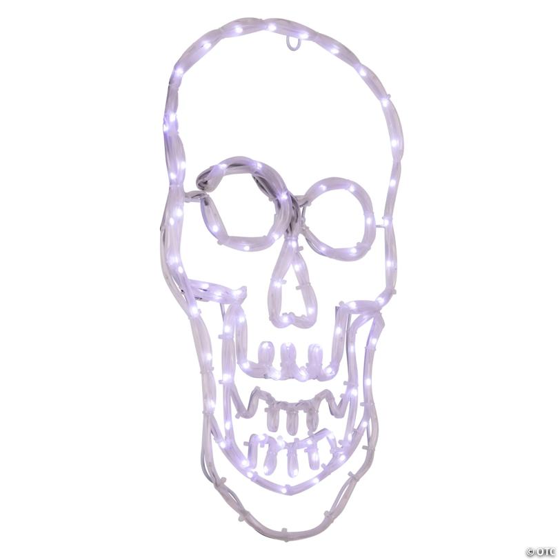 18" White Skull 4 Function LED Lighted Halloween Window Silhouette
