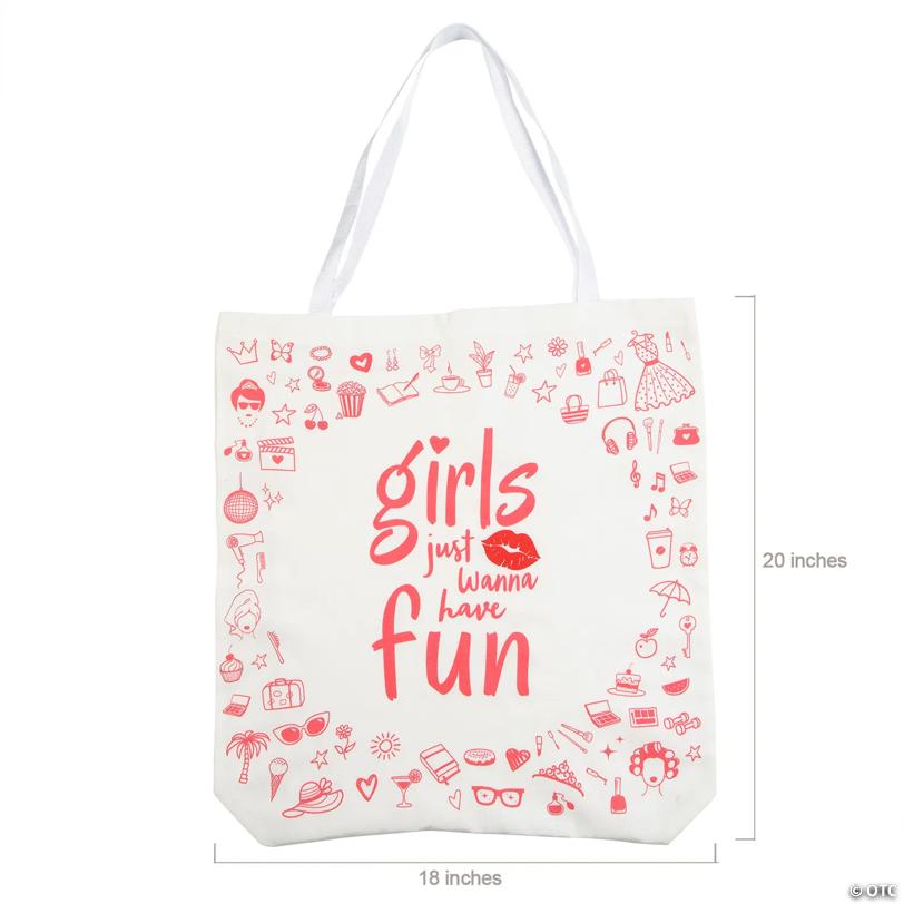 18" x 20" Large Canvas Girls Just Wanna Have Fun Tote Bag