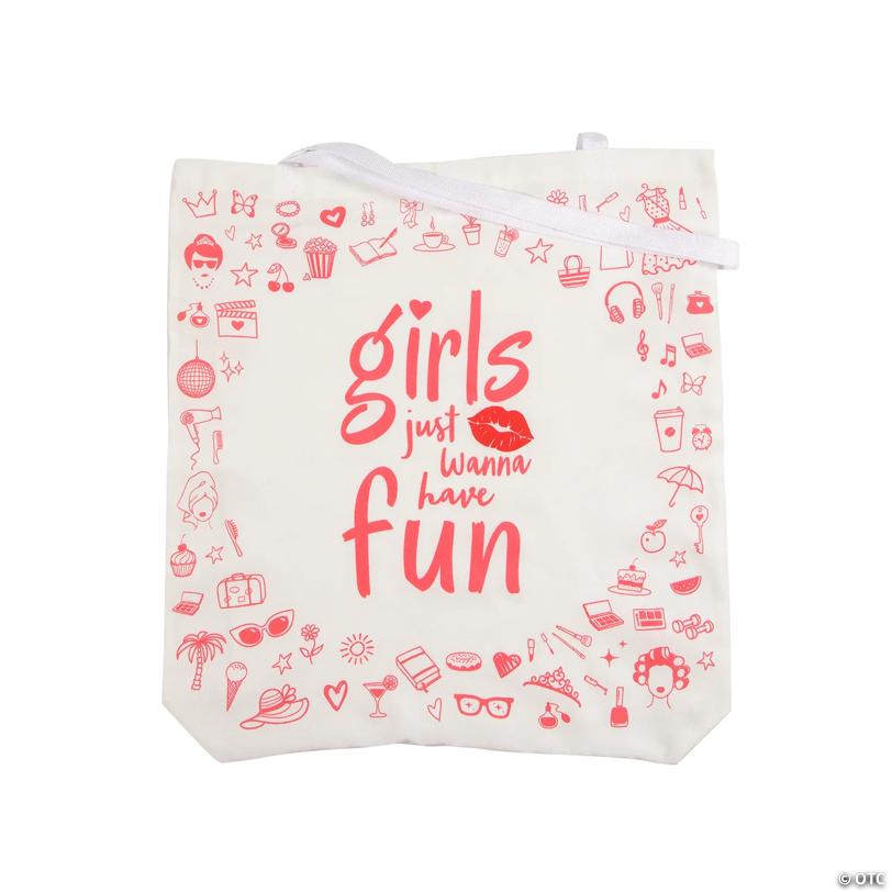 18" x 20" Large Canvas Girls Just Wanna Have Fun Tote Bag