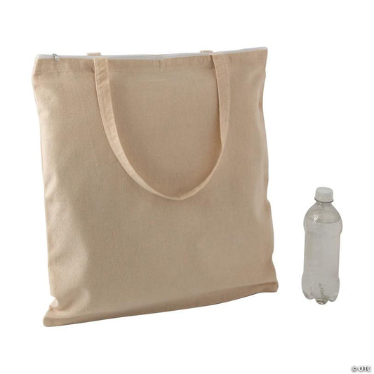 18" x 20" Large Plain Canvas Zipper Tote Bag