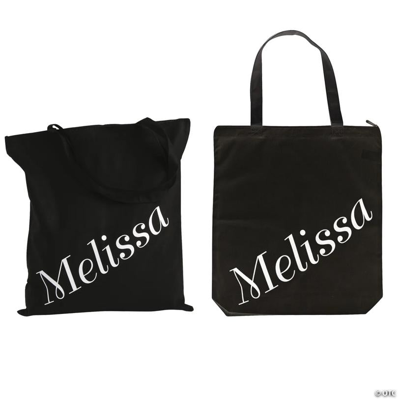 18" x 20" Personalized Large Black Name Canvas Tote Bag | USA Decoration®