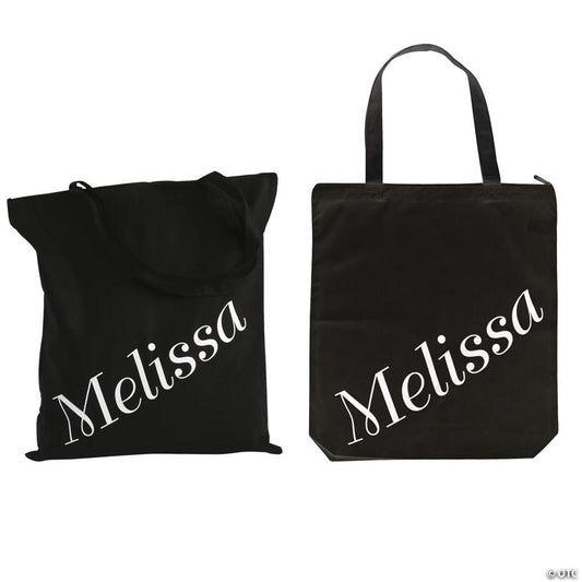18" x 20" Personalized Large Black Name Canvas Tote Bag | USA Decoration®