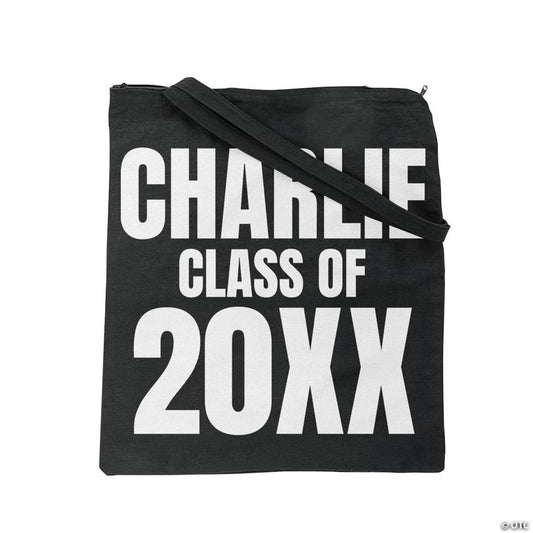 18" x 20" Personalized Large Black Senior Graduation Canvas Tote Bag