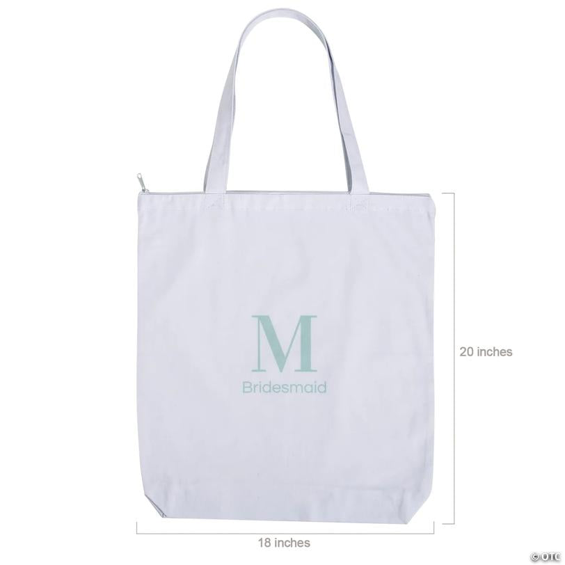 18" x 20" Personalized Large Monogram Canvas Zipper Tote Bag