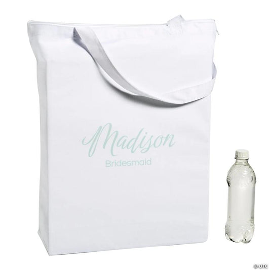 18" x 20" Personalized Large Wedding Party Canvas Zipper Tote Bag