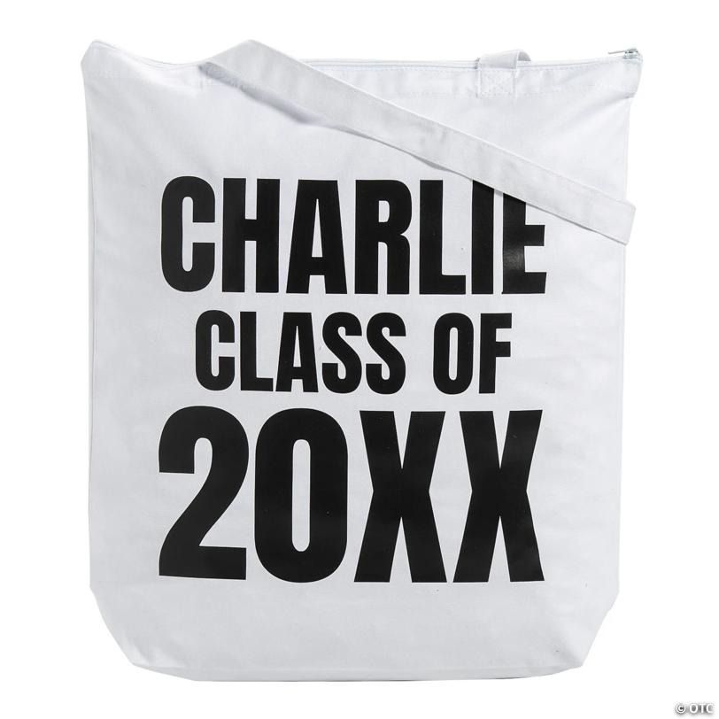 18" x 20" Personalized Large White Senior Graduation Canvas Tote Bag
