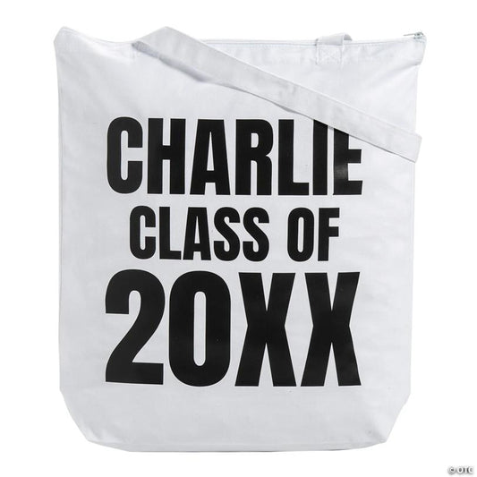18" x 20" Personalized Large White Senior Graduation Canvas Tote Bag